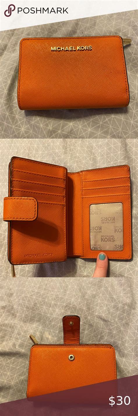 michael kors wallet wth burnt orange trim